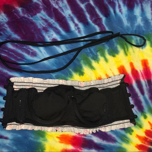 Smocked Underwire Floral Bandeau Bikini Top - Picture 3 of 3